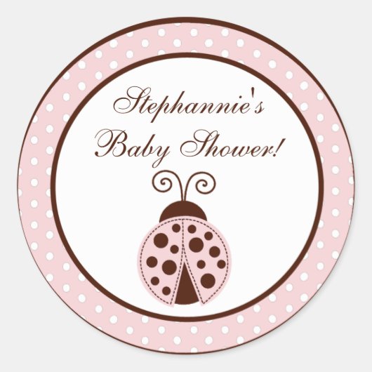 20 - 1,5" Bevorzugung Stickers Pink Ladybug (Vorderseite)