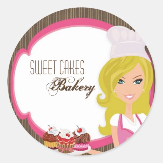 20 - 1,5" Blonde Baker auf Pink Cup Cak Stickers (Vorderseite)