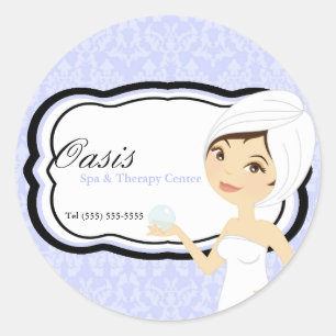 20 - 1,5" Business Stick Blue Damask Wellness-Cent Runder Aufkleber