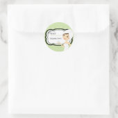 20 - 1,5" Business Stick Green Damask Wellness-Cen Runder Aufkleber (Tasche)