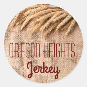 20 - 1,5" Business-Sticker Wheat on Burlap Sack Runder Aufkleber