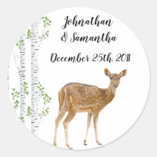 20 - 1,5" Favor-Aufkleber Reh Ricke Wald Buck L Runder Aufkleber