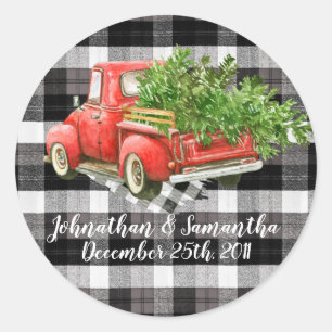 20 - 1,5" Favor Aufkleber XMAS LKW Baffalo Karo