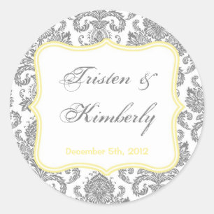 20 - 1,5" Favor Sticker Grau Gelb Damast Spitze