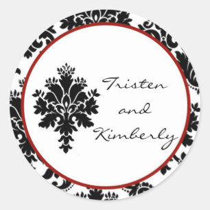 20 - 1,5" Favor Sticker Schwarz Rot Damast