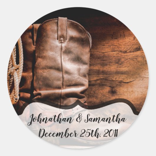 20 - 1,5" Gefallen Stickers Cowboy Boots Barn Wood (Vorderseite)