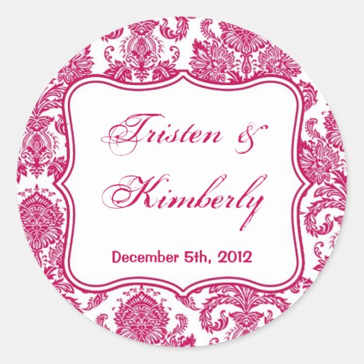 20 - 1,5" Gefallen Stickers Fusia White Damask Lac (Vorderseite)