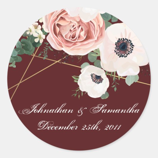 20 - 1.5" Gefallen Stickers Geometric Garden Wein (Vorderseite)