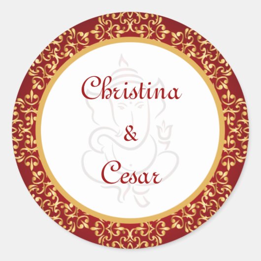 20 - 1.5" Gefallen Stickers Lord Ganesha/Hindu Red (Vorderseite)