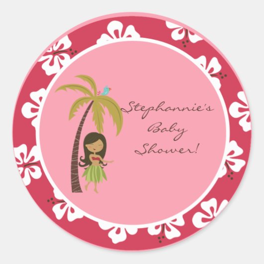 20 - 1,5" Gefallen Stickers Pink Hawaiian Luau Tro (Vorderseite)