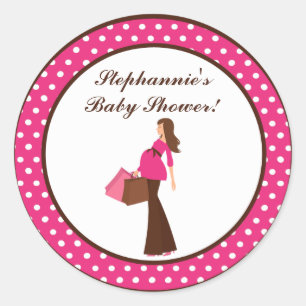 20 - 1.5" Gefallen Stickers Pink Mod Mama Polka Do