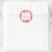 20 - 1,5" Gefallen Stickers Red White Damask Lace (Tasche)