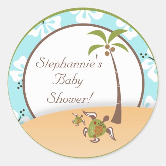 20 - 1,5" Gefallen Stickers Tropical Turtle Mama (Vorderseite)