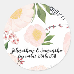 20 - 1.5" Gefallen Stickers White Floral Blume auf