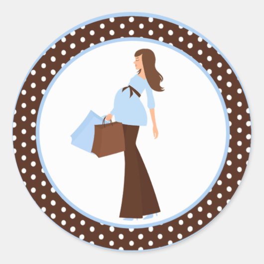 20 - 1,5" Umschlag Aufkleber Blue Mod Mama Polka D (Vorderseite)