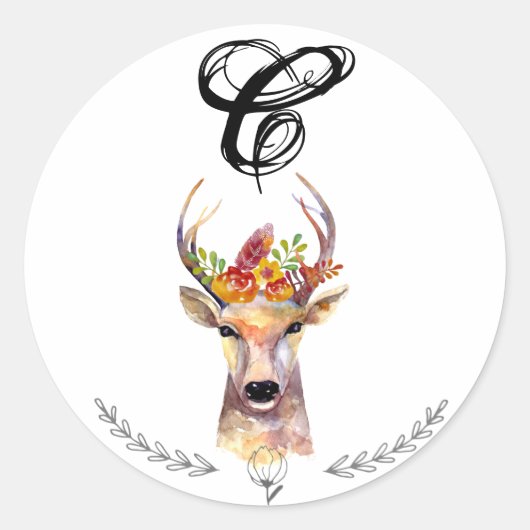 20 - 1,5 Umschlag Aufkleber Boho Deer Buck Head Br (Vorderseite)