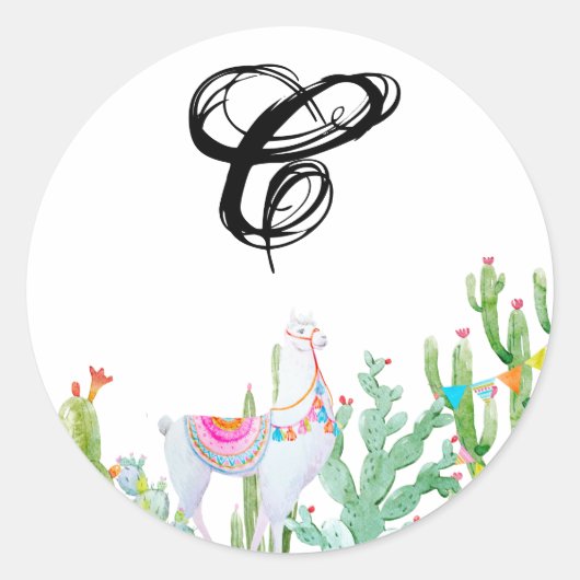 20 - 1,5 Umschlag Aufkleber Boho Llama Bohemisch C (Vorderseite)