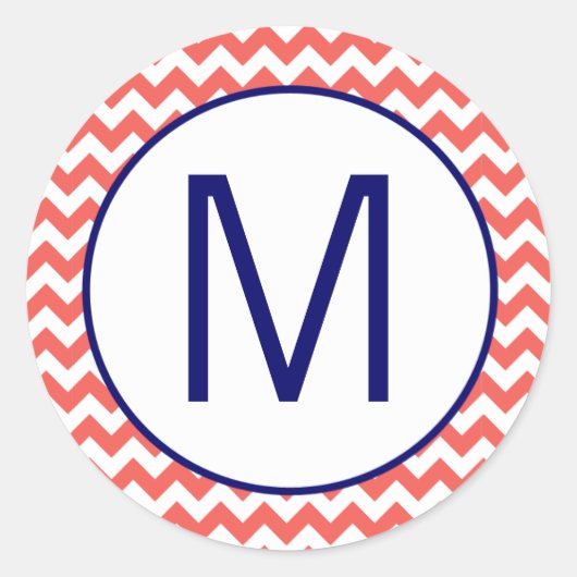 20 - 1,5 Umschlag Aufkleber Coral Navy Blue Zickza (Vorderseite)