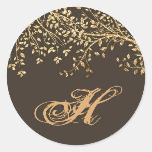 20 - 1,5 Umschlag Aufkleber Gold Foil Herbstbaum