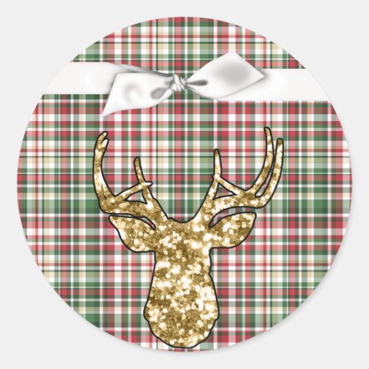 20 - 1,5 Umschlag Aufkleber Gold Glitzer Rentier P (Vorderseite)