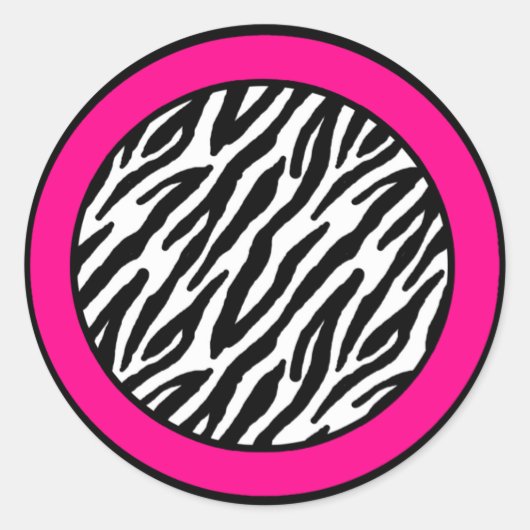 20 - 1,5" Umschlag Aufkleber Hot Pink Zebra Print (Vorderseite)