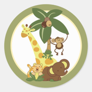 20 - 1,5" Umschlag Aufkleber Jungle Babies