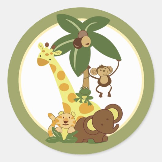 20 - 1,5" Umschlag Aufkleber Jungle Babies (Vorderseite)