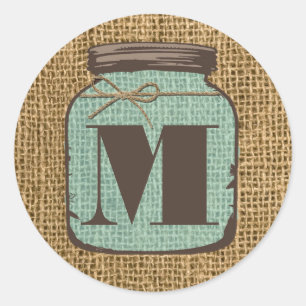 20 - 1,5 Umschlag Aufkleber Mason Jar Burlap Count