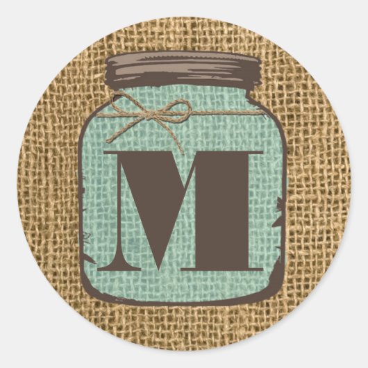 20 - 1,5 Umschlag Aufkleber Mason Jar Burlap Count (Vorderseite)