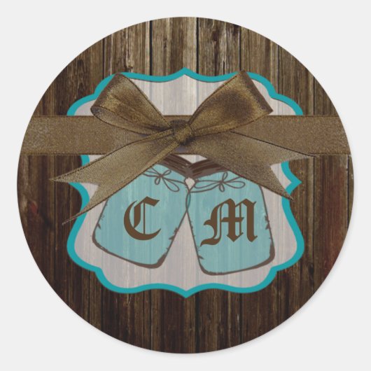 20 - 1,5 Umschlag Aufkleber Mason Jar Initials Rus (Vorderseite)