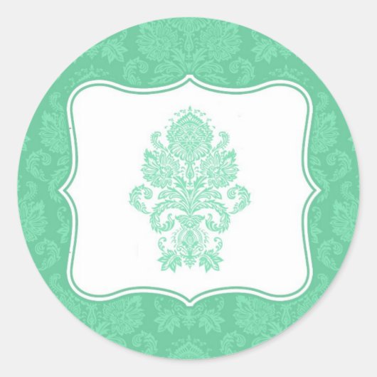 20 - 1,5 Umschlag Aufkleber Minze, weißer Damast S (Vorderseite)