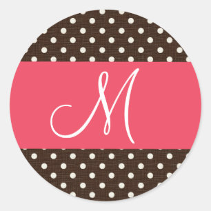 20 - 1,5 Umschlag Aufkleber Monogramm Brown Polka
