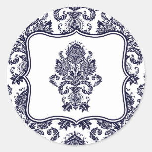 20 - 1,5 Umschlag Aufkleber Navy Blue Damask Lace