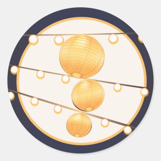 20 - 1,5 Umschlag Aufkleber Papierlampen auf blau (Vorderseite)