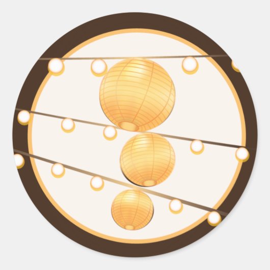 20 - 1,5 Umschlag Aufkleber Papierlampen auf braun (Vorderseite)