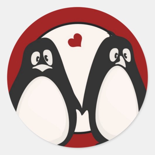 20 - 1,5 Umschlag Aufkleber Pinguin Liebe Paare (Vorderseite)
