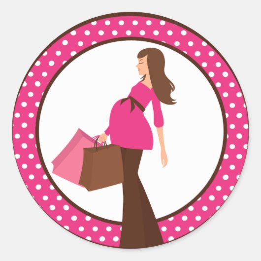 20 - 1,5" Umschlag Aufkleber Pink Mod Mama Polka D (Vorderseite)