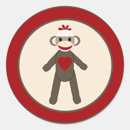 20 - 1,5" Umschlag Aufkleber Red Sock Monkey (Vorderseite)