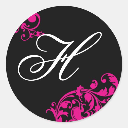 20 - 1,5 Umschlag Aufkleber Schwarz Hot Pink Flora (Vorderseite)