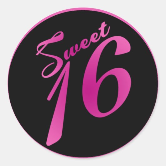 20 - 1,5" Umschlag Aufkleber Sweet 16 Pink Black P (Vorderseite)