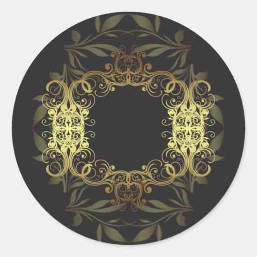 20 - 1,5" Umschlag Gold und schwarze Damaskus Runder Aufkleber (Vorderseite)