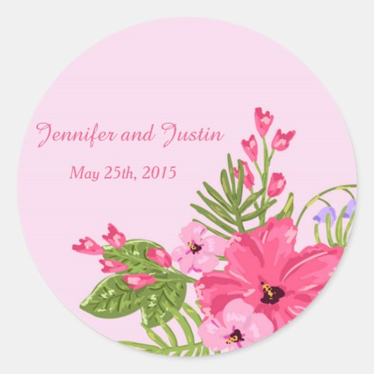 20 - 1,5 Zoll Umschlag Aufkleber Rosa Hibiskus Haw (Vorderseite)