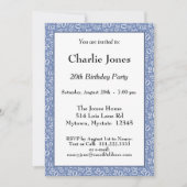 20 - 20. Blauer/weißer Zufallszahlenmuster Einladung (Vorderseite)