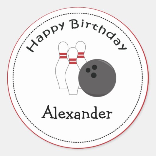20 Anpassbare Cupcake Toppers Bowling Party Runder Aufkleber (Vorderseite)