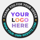 20 Benutzerdefiniertes Logo, Round Business Danke Runder Aufkleber (Vorderseite)