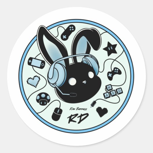 20 Blue RabbitzDen Gamer Logo-Aufkleber Runder Aufkleber (Vorderseite)