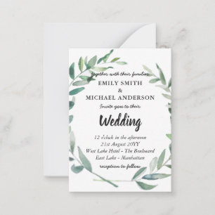 20 Budget Olivenöl Blätter Hochzeit Einladung in U