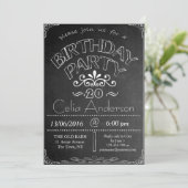 20. Chalkboard Geburtstagsfeier Einladung (Stehend Vorderseite)