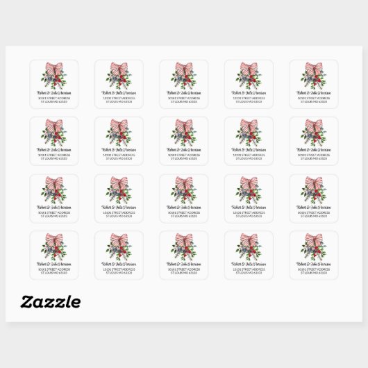 20 Cute Christmas Bouquet Return Address Sticker (Blatt)
