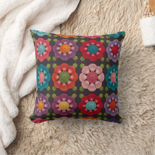 20 Daisy Blumen Kissenbezug - Schwarz Dekorativ Kissen